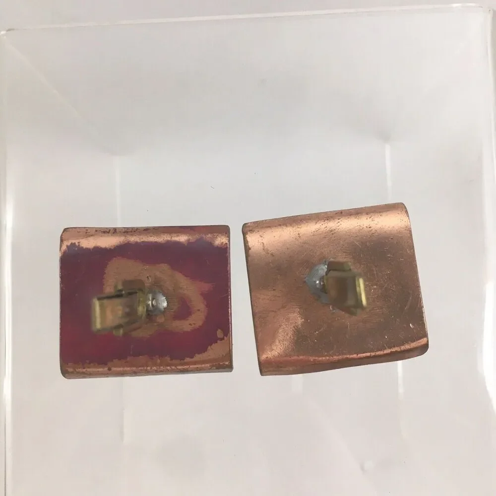 Copper Target Ball Abstract Cufflinks Square Modernist Sculpture Brutalist H1